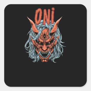 Oni Mask Quadratischer Aufkleber