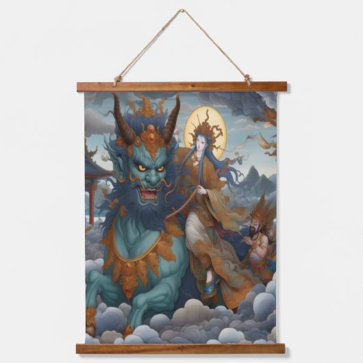 Oni Reiter Wandteppich Mit Holzrahmen (Vorderseite)