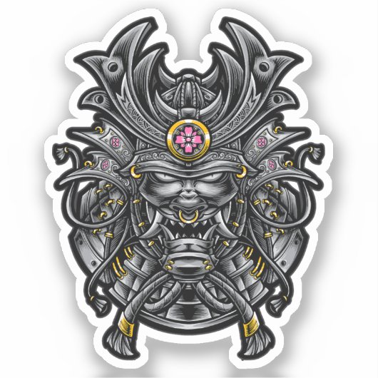 Oni Samurai Mask Aufkleber (Vorderseite)