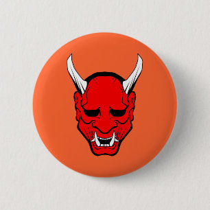 Oni Teufel-Masken-Rot Button