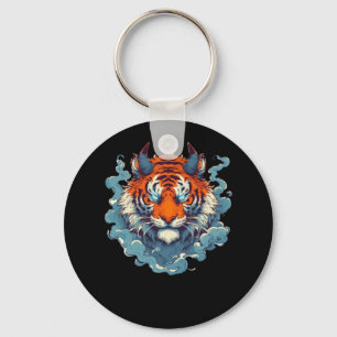 Oni Tiger Tattoo Retro Vintager Aufkleber Schlüsselanhänger