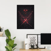 Oni-Zwillingsklingen-Samurai, abstrakter surrealer Poster (Heimbüro)