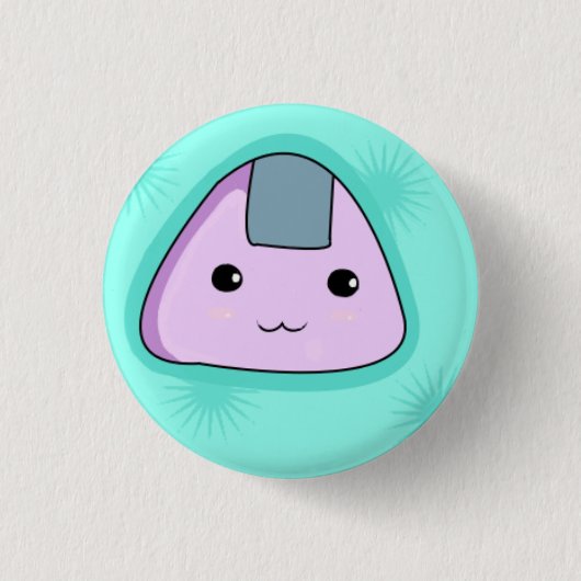 Onigiri - blauer Knopf Button (Vorderseite)