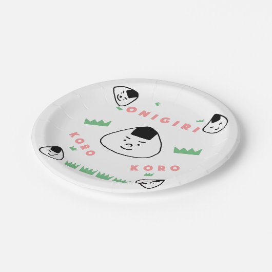 Onigiri Koro Koro (die Rolling Rice Balls) Pappteller (Schrägansicht)