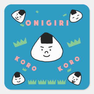 Onigiri Koro Koro (die Rolling Rice Balls) Quadratischer Aufkleber