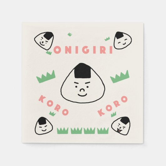 Onigiri Koro Koro (die Rolling Rice Balls) Serviette (Vorderseite)