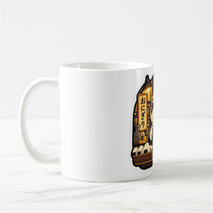 Onigiri Night Shift Cat Mug Japanisches Katzenbi Kaffeetasse