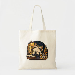 Onigiri Night Shift Cat Tote Bag Japanisches Ess Tragetasche