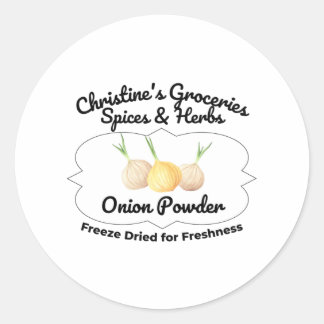 Onion Powder spice jar. Runder Aufkleber