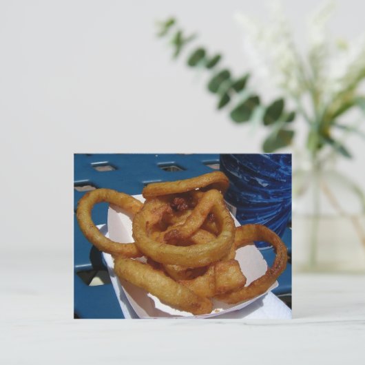 Onion Rings Fried Postkarte (Stehend Vorderseite)