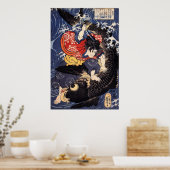 Oniwakamaru kurz davor, den riesigen Karpfen zu tö Poster (Küche)