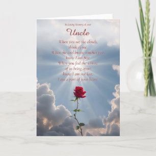Onkel Beileid Condolence mit Gedicht Rote Rose Karte