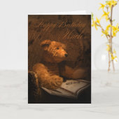 Onkel Birthday Card mit Teddybären beim Lesen eine Karte (Gelbe Blume)