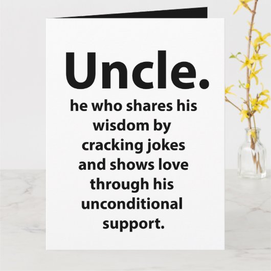 Onkel Birthday Inspirational Funny Zitat Uncle Karte (Gelbe Blume)