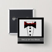 Onkel der Braut - kundenspezifisches Tux Wedding Button (Vorne & Hinten)