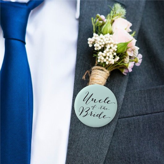 Onkel der Braut Skript Baby Blau Hochzeitsgesellsc Button