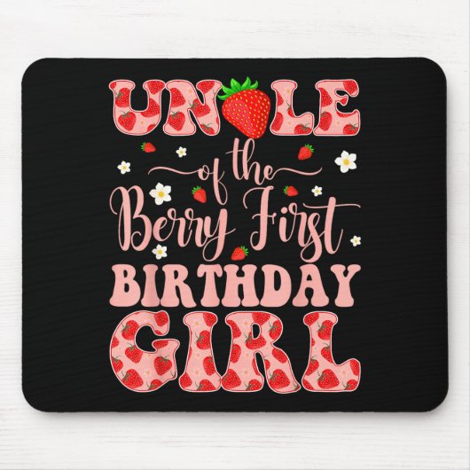 Onkel der Erdbeerbär erster Geburtstag Mädchen Erd Mousepad (Vorne)