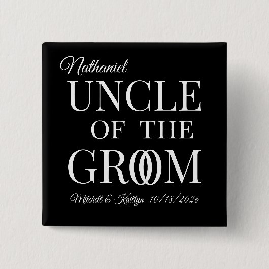 Onkel der Groomhochzeit Button (Vorderseite)