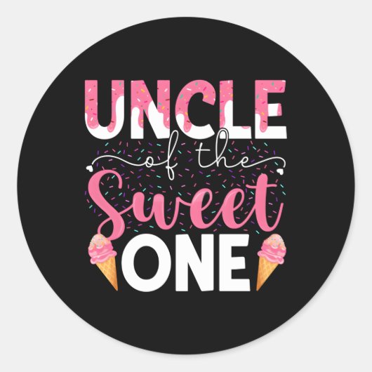 Onkel der Sweet One Ice Cream Family Py Runder Aufkleber (Vorderseite)