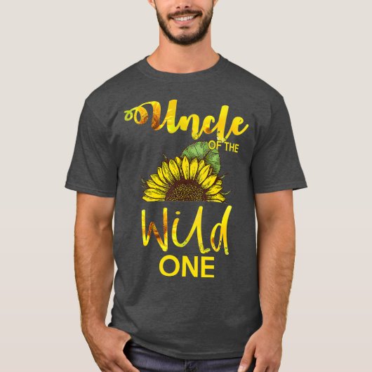 Onkel der wilden One1St Birthday Sonnenblume T-Shirt (Vorderseite)