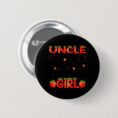 Onkel des Beerenersten Geburtstagsmädchens Erdbeer Button (Vorne & Hinten)