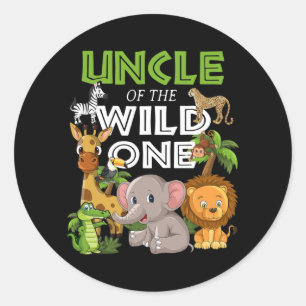 Onkel des wilden One Zoo Birthday Safari Jungle Runder Aufkleber