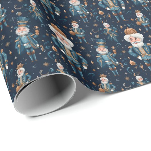 Onkel Drossel Meyer: Blue Nutcracker Ballet Geschenkpapier (Rolleneckpunkt)