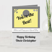 Onkel du bist der beste graugelbe Geburtstag Karte (Vorderseite)