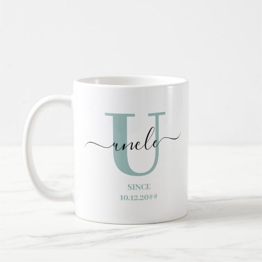 Onkel Elegant Script Monogram Kaffeetasse (Links)