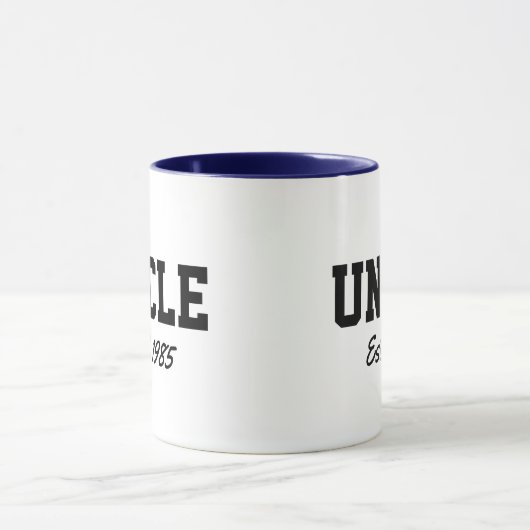 "Onkel - est. Datum" Neues Geschenk Tasse (Zentrum)