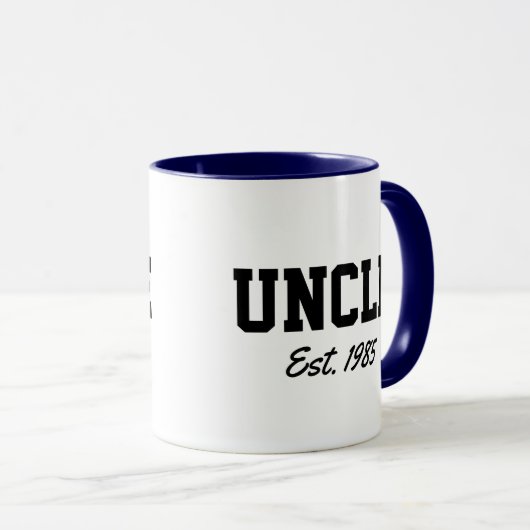 "Onkel - est. Datum" Neues Geschenk Tasse (VorderseiteRechts)