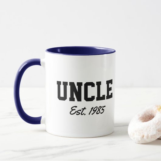 "Onkel - est. Datum" Neues Geschenk Tasse (Mit Donut)