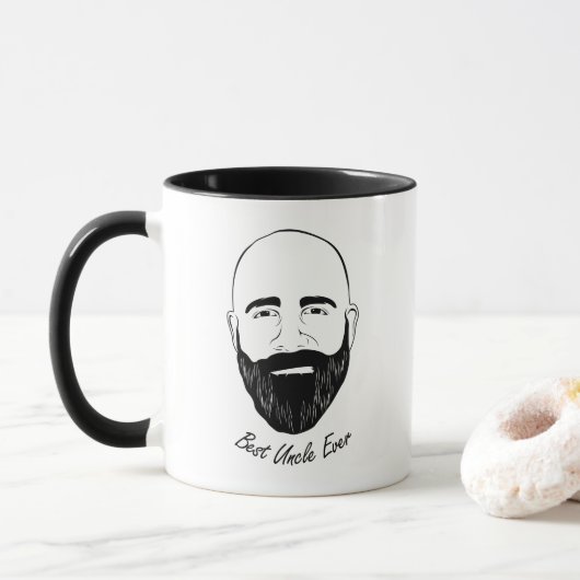 Onkel Face Sketch - Onkel Quote: Bester Onkel Ever Tasse (Mit Donut)