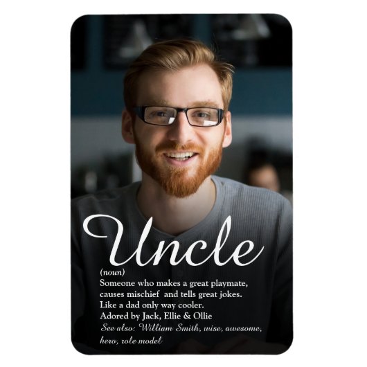 Onkel, Funcle-Definitions-Script-Foto-Spaß Magnet (Vertikal)