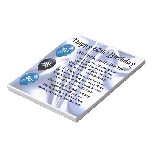 Onkel Gedicht - 60. Geburtstag Notizblock (Rotiert)