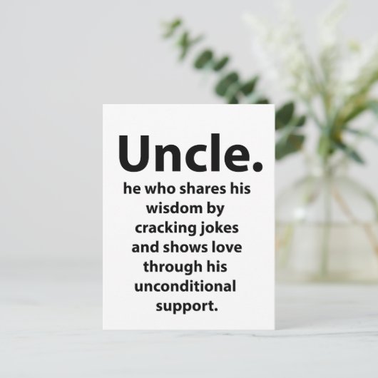 Onkel Inspirational Funny Postkarte (Stehend Vorderseite)