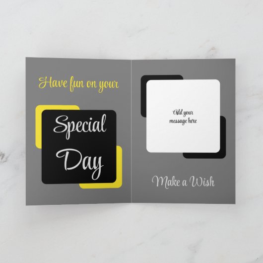 Onkel Name Foto Graugelber Geburtstag Karte (Innenseite)