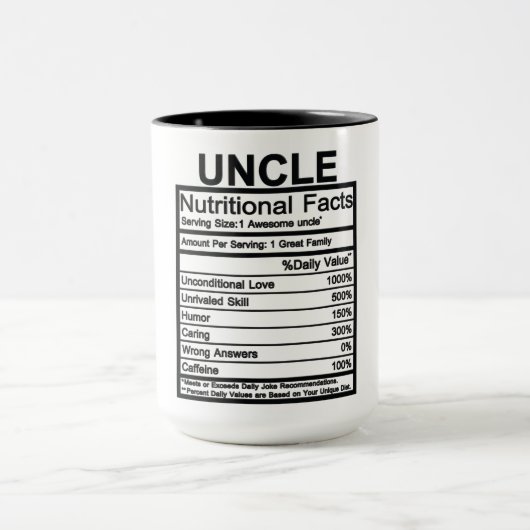 Onkel Nutritional Facts Tasse (Zentrum)