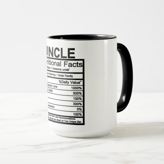 Onkel Nutritional Facts Tasse (VorderseiteRechts)