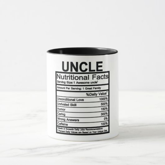 Onkel Nutritional Facts Tasse (Zentrum)