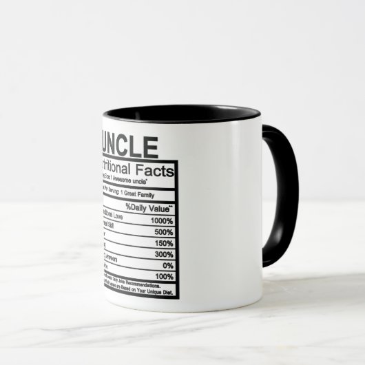 Onkel Nutritional Facts Tasse (VorderseiteRechts)
