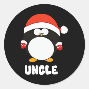 Onkel Pinguin Weihnachten Santa T-Shirt Familie pa Runder Aufkleber