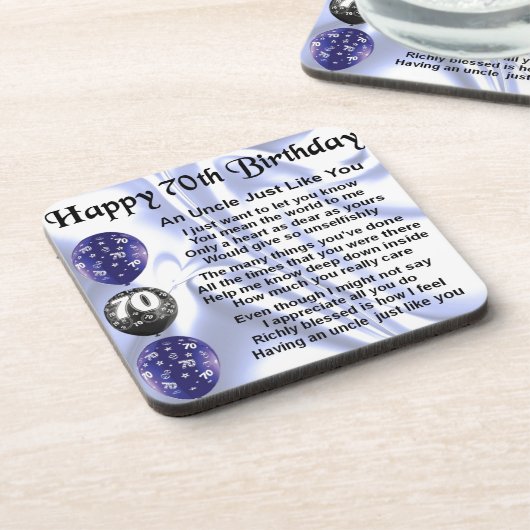 Onkel Poem - 70. Geburtstag Untersetzer (Linke Seite)