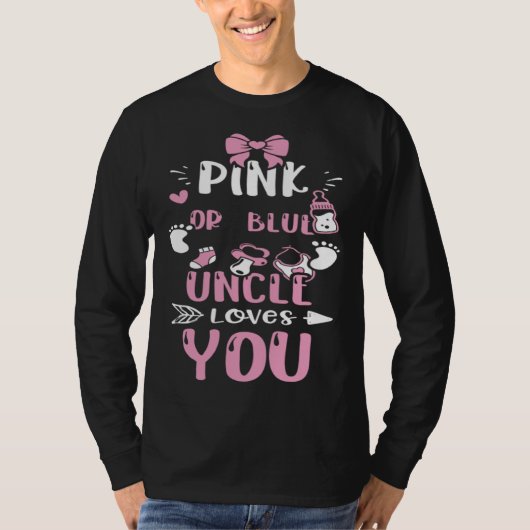 Onkel Rosa oder Blau Onkel liebt dich Baby Mädchen T-Shirt (Vorderseite)