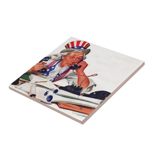 Onkel Sam am Telefon der 40er Jahre Fliese (Seite)