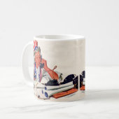 Onkel Sam am Telefon der 40er Jahre Kaffeetasse (Vorderseite Links)