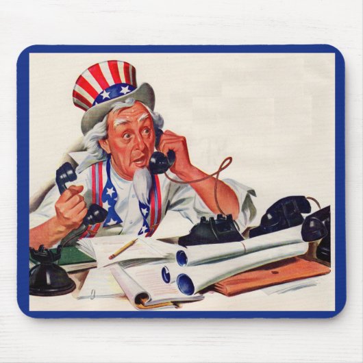 Onkel Sam am Telefon der 40er Jahre Mousepad (Vorne)