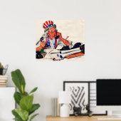 Onkel Sam am Telefon der 40er Jahre Poster (Heimbüro)