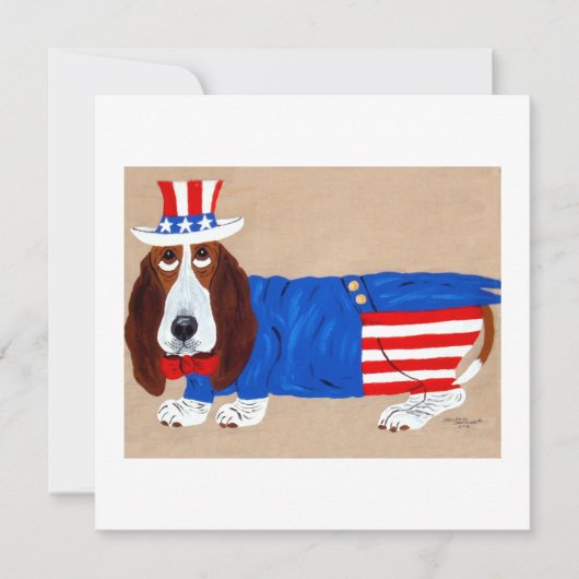 Onkel Sam Basset Hound Feiertagskarte (Vorderseite)