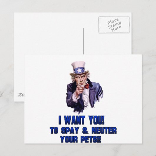 Onkel-sam-blau Postkarte (Vorne/Hinten)